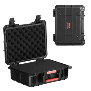 VEVOR Weatherproof Hard Case, Heavy Duty Protective Dry Box Case with Pre-cut Foam, and Retractable Pull Handles for Travel, Hunting, Military, Tactical, IP67 Waterproof Case for Cameras (40x32x16.6)