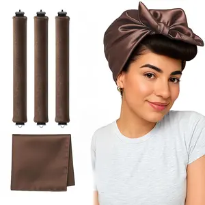 Overnight Blowout Rods Heatless Curls Rollers Hair Curlers to Sleep In Foam Velvet Satin Long Short Curling Blow Out Look No Heat Dry Thin Thick Tools Set Soft Brown Set of 3
