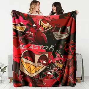 Alastor Anime Print Flannel Throw Blanket, Comfortable Warm Durable, Ideal for Sofa Office Bed Camping Travel, Perfect Holiday Gift