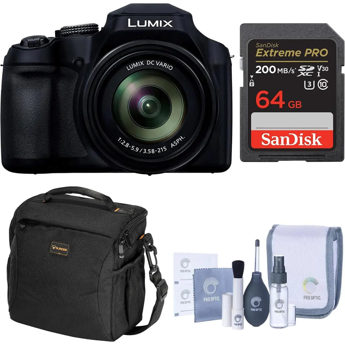Panasonic LUMIX FZ80D Digital Camera, Bundle with Memory Card, Extra Battery, Bag, Includes Cleaning Accessories