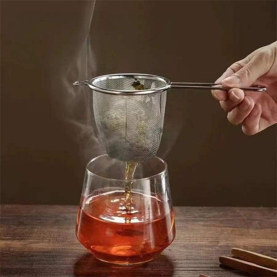 Stainless Steel Tea Strainer with Mesh Filter, Heavy-Duty 304 Stainless Steel Infuser, Leakproof Tea Brewer for Loose Leaf, Herbs, Spices