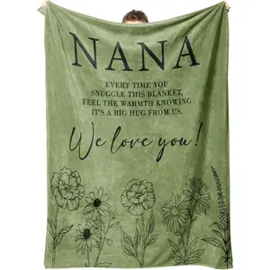 Nana Gifts, Gifts for Nana Blanket, Nana Birthday Gift from Grandkids, to My Nana Grandma Throw Blanket 50" x 60", Grass Green