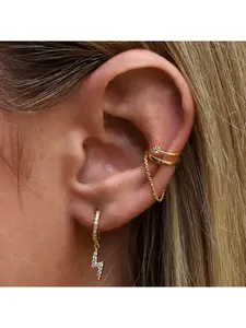 Chain fringed double-layer ear clips for women, minimalist style, simple ear bone clips, high-end ear jewelry with a cold and elegant look.
