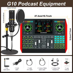 G10 Professional Podcast & DJ Mixing Station Kit-Wireless Microphone, Power Conditioner, 5.1 Surround Sound for Gaming, Singing, Recording&Smartphone