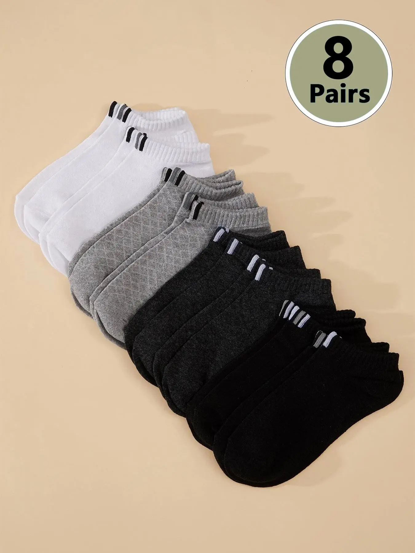 Men's Striped Print Ankle Socks, Jacquard Knits Crew Socks, Soft Breathable Low Cut Sports Socks for Men, Stylish Menswear, Casual Comfortable Socks f