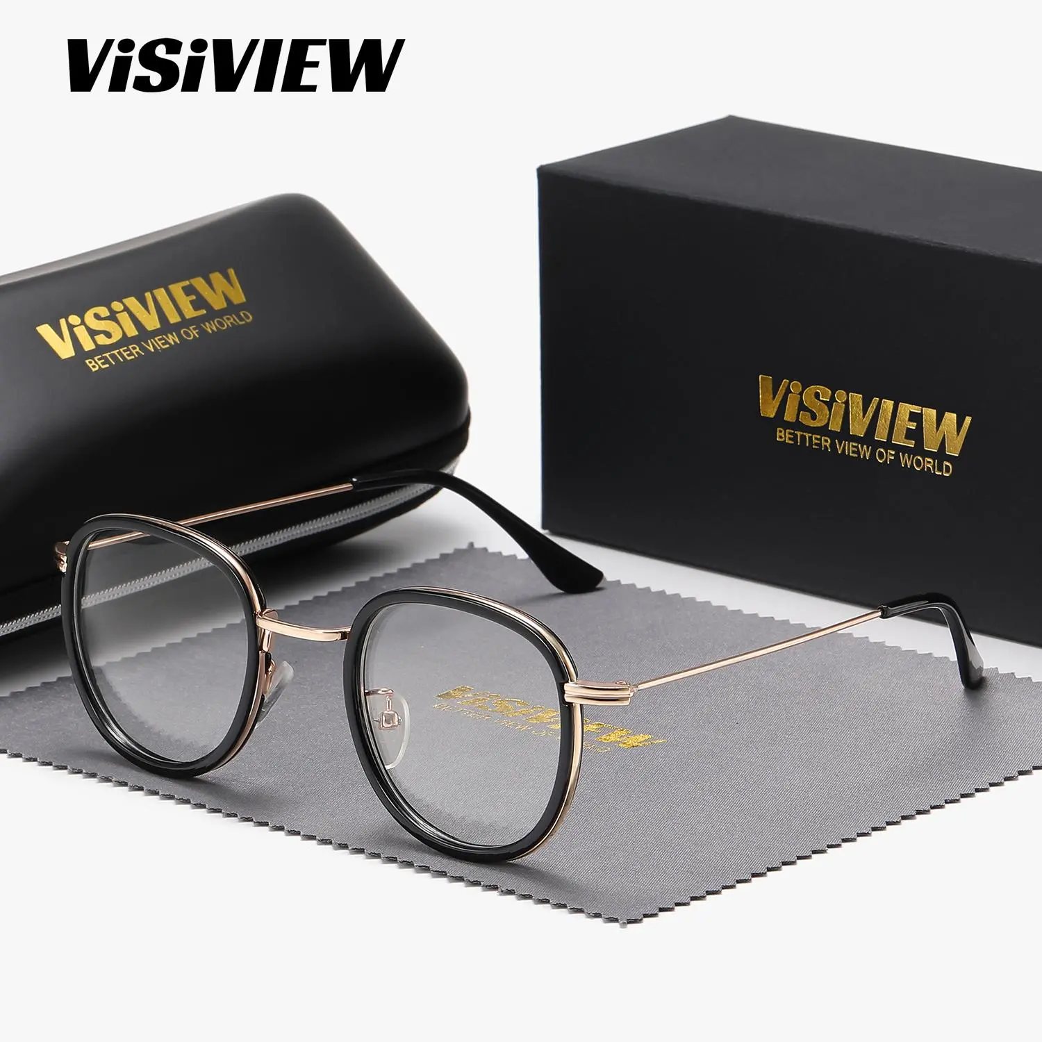 VISIVIEW Unisex Fashion Full-Rim Anti-Blue Light Round Glasses