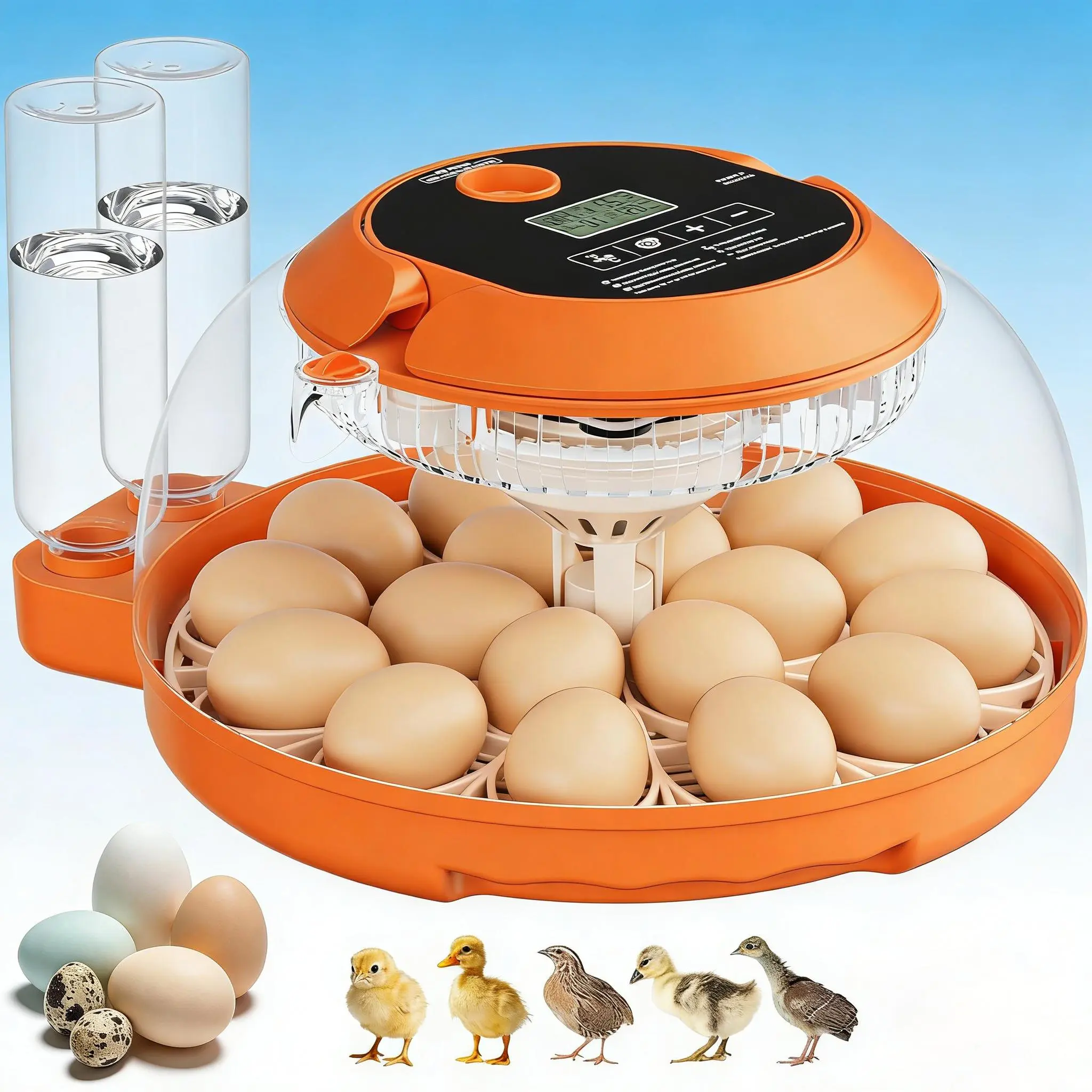 18-Egg Incubator, Fully Automatic with Egg Turner & Temperature/Humidity Control, Clear Lid and Storage, for Hatching Chicken, Duck, Quail Eggs,Father's Day Gift Growth Parrot Eggs