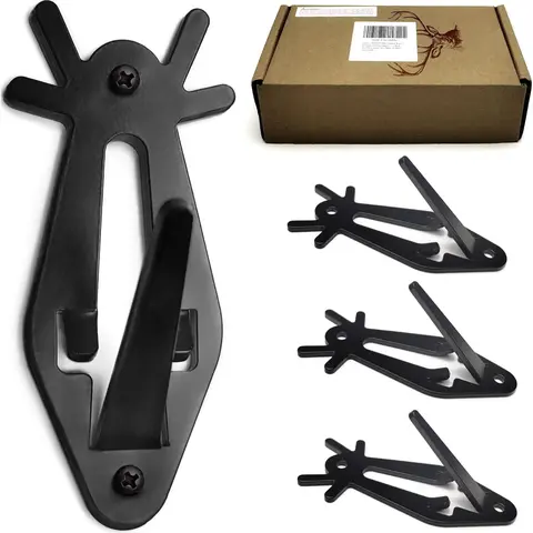 Polished Stainless Steel Trophy Mount Skull Hanger - Heavy-Duty Adjustable Wall-Mount Hook, 4x1.75in Angle-Adjust Metal, 44lbs Max, 1-Screw Fix Easy Kit, Fits Small Deer/Pronghorn Skulls Indoors, Clean Look Ideal Gift (Screw-In, Hooks & Rails Compatible)