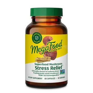 MegaFood Superfood Mushroom Stress Relief | Reishi & KSM-66 Ashwagandha | Clinically Proven Stress Support Supplement