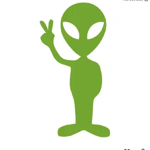 Alien Peace Sticker Vinyl Decal - Green Peace Sign Alien Design for Your Needs