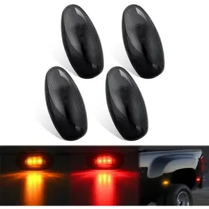 Nilight Fender Side Marker Lights 4 PCS 3 LED Smoke Lens Red Amber Front Rear Clearance Light Compatible with 2001-2014 Chevy Silverado GMC Sierra 1500 2500HD 3500HD Dual Wheeler Trucks summervibes
