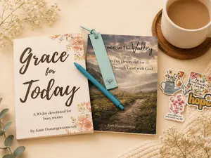 GraceBound Deluxe Bundle – Christian Devotional Gift Set | 2 Books, Bookmark, Pen & Stickers