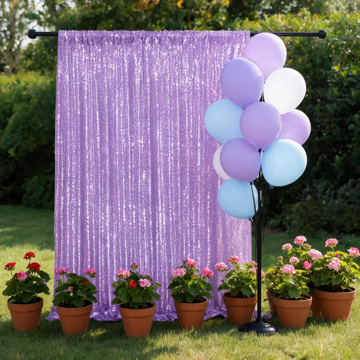 Lavender Sequin Backdrop Curtain 1 Panel 4ft x 8ft for Makeup Artist Portfolio Photography Wedding Birthday Easter Decor