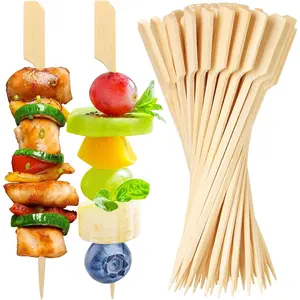 200PCS 6 Inch Bamboo Skewers Flat Paddle Wooden Food Sticks for Appetizers Cocktail Party Drinks Fruit BBQ Charcuterie Boards Accessories
