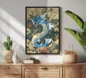 [Unframed Poster] Gyarados Poster - Japanese Tapestry Style Sea Serpent Art