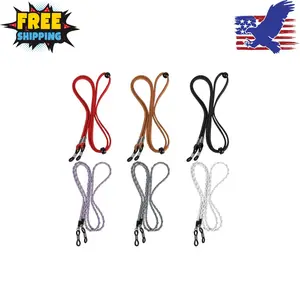 6Pcs Women Eyeglass Glasses Strap Chains Anti-slip Around Neck Adjustable Leather Lanyards