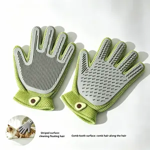 Double-side Pet Grooming Gloves for Cats and Dogs - Hair Removal, Anti-Scratch & Bite Protection, High-Efficiency Grooming & Massage Tool