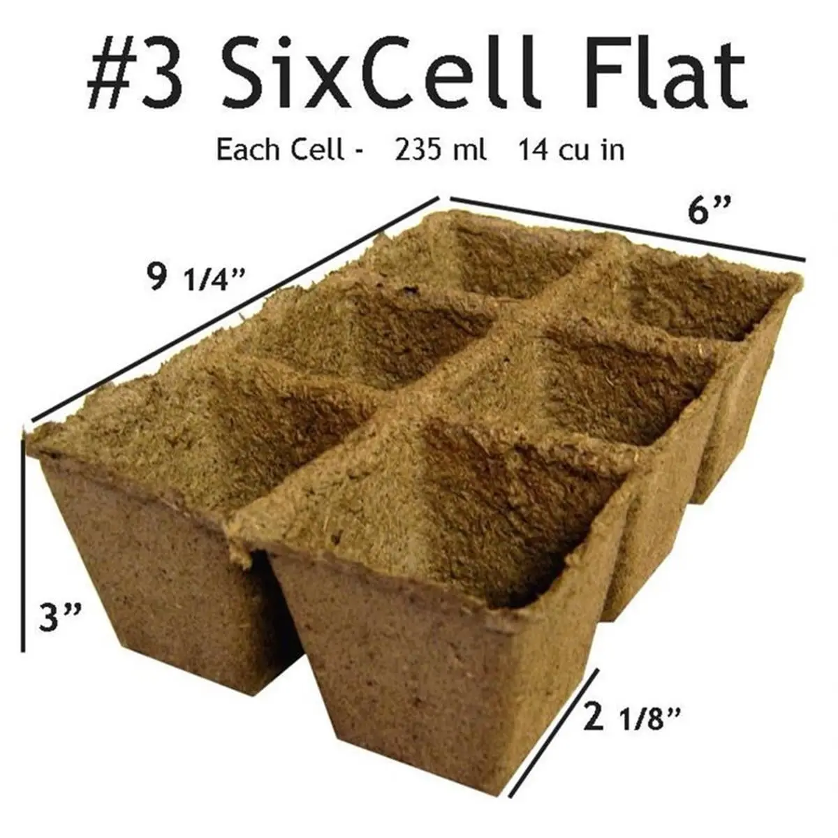 Composted Manure Self-Supporting Biodegradable #3 Rectangular CowPots Seedling Pots, 6-Celled 20-Trays Set (120 Total Planting Cells) for Transplant-Easy Gardening