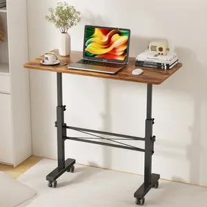 Flycity Portable vertical office desk, adjustable height standing desk, small computer, laptop, mobile vertical rolling desk with wheels, suitable for home office desk
