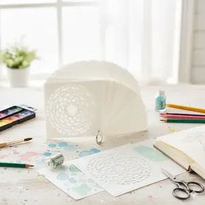 Laser-Cut Mandala Stencils Kit: Reusable Transfer Tool for High-Precision Painting on Walls, Wood, Tile & Fabric. Waterproof Art Decor Template for DIY Craft, Stress-Relief Journaling.