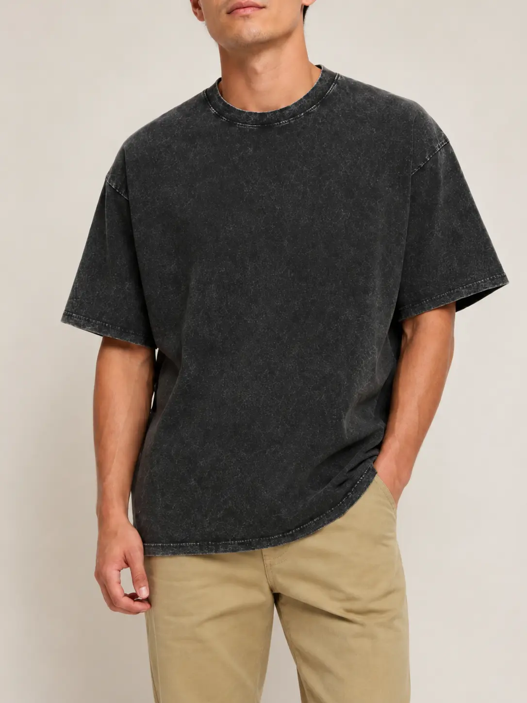 Men's Vintage Washed Classic Menswear T-Shirt - Soft Cotton Baggy Oversized Crewneck Shortsleeve Top, Loose Relaxed Fit for Summer Streetwear