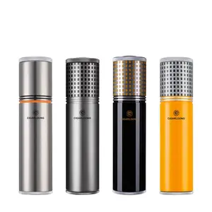 Tube Humidor with Hygrometer, 1 Count Stainless Steel Moisturizing Canister, Portable Travel Storage Case, Home Organizer, Bottles