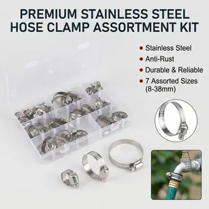 60/101Pcs 304 Stainless Steel Hose Clamps Kit: Heavy Duty Adjustable Leak-Proof Cinch Rings for Plumbing & Auto
