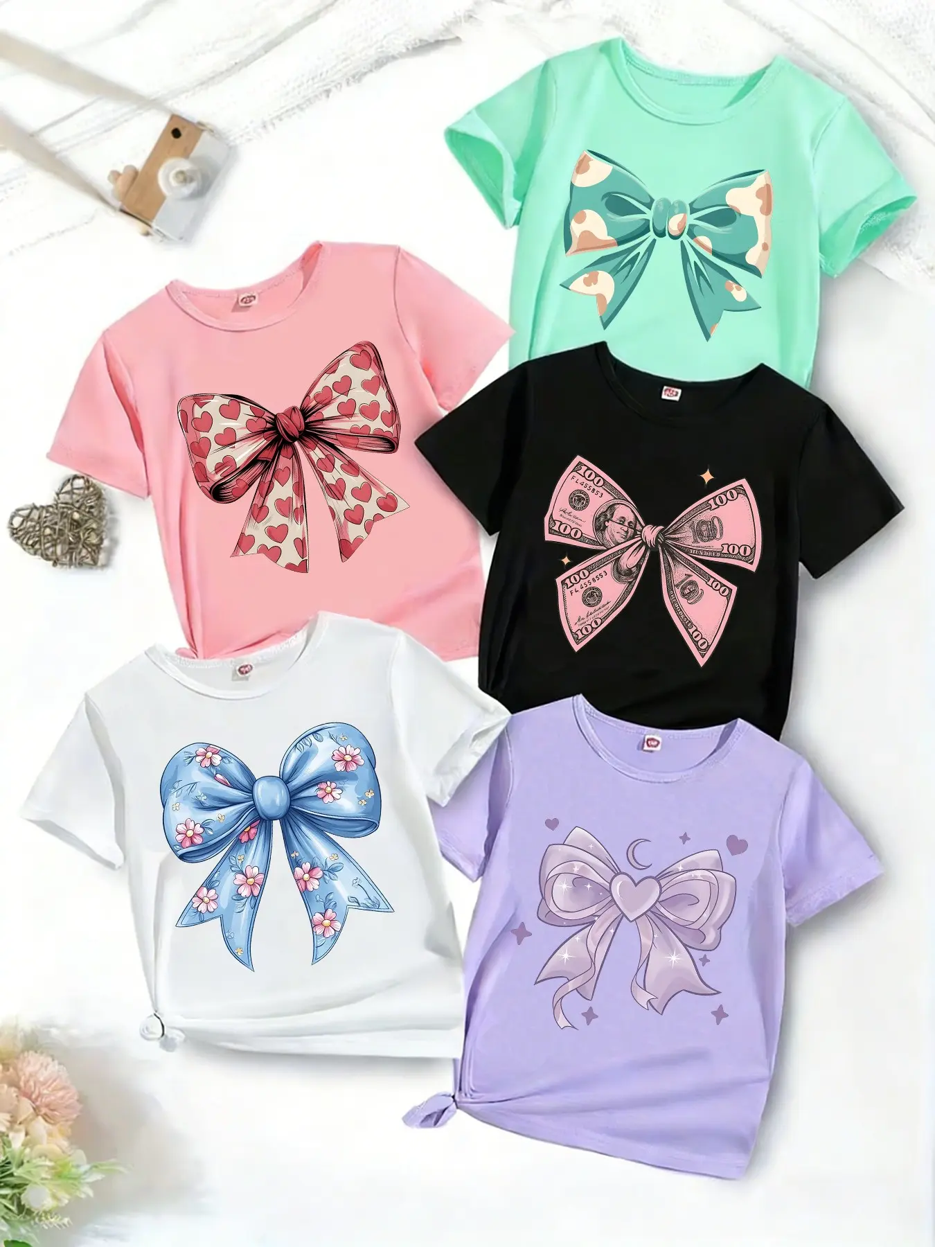 Sweet Butterfly Print Kids T-Shirt, Casual Loose-Fit Cartoon Pattern, graphic printed tees, Perfect for School, Birthday Parties, Outdoor Activities, Festive Wear