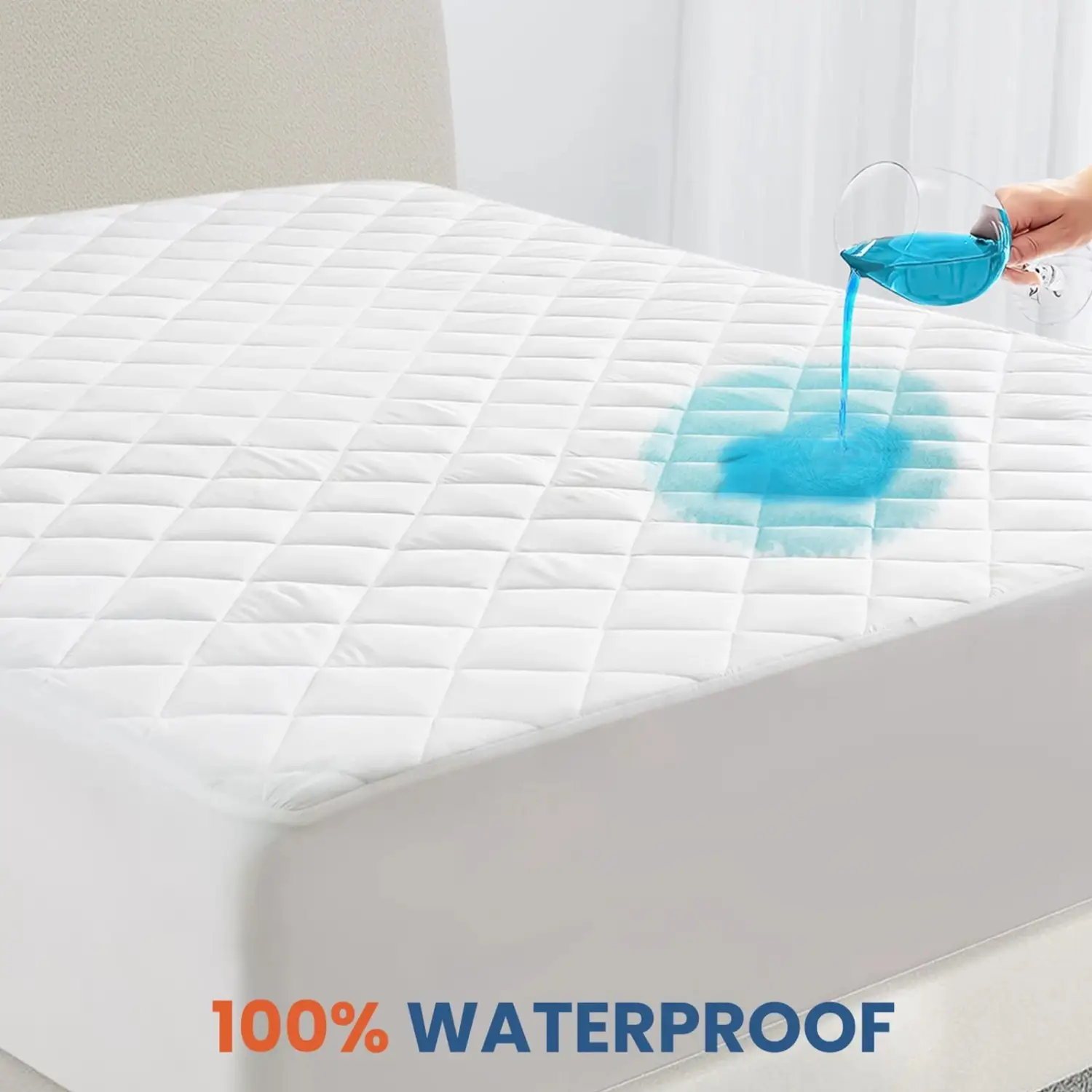 Waterproof Mattress Protector Upto 16 Inches Deep Pocket Quilted Mattress Cover Elastic Fitted Mattress Topper For Noiseless Bedding