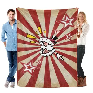 Retro Circus Style Caine The Amazing Digital Circus Flannel Throw Blanket Soft Cozy Warm Lightweight Plush Fleece Blanket Unique Christmas Holiday Gift for Digital Circus Fans Kids Couch Bed Sofa All Season Home Decor