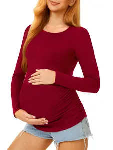Maternity Shirts for Women – Crew Neck Maternity Top Short Sleeve