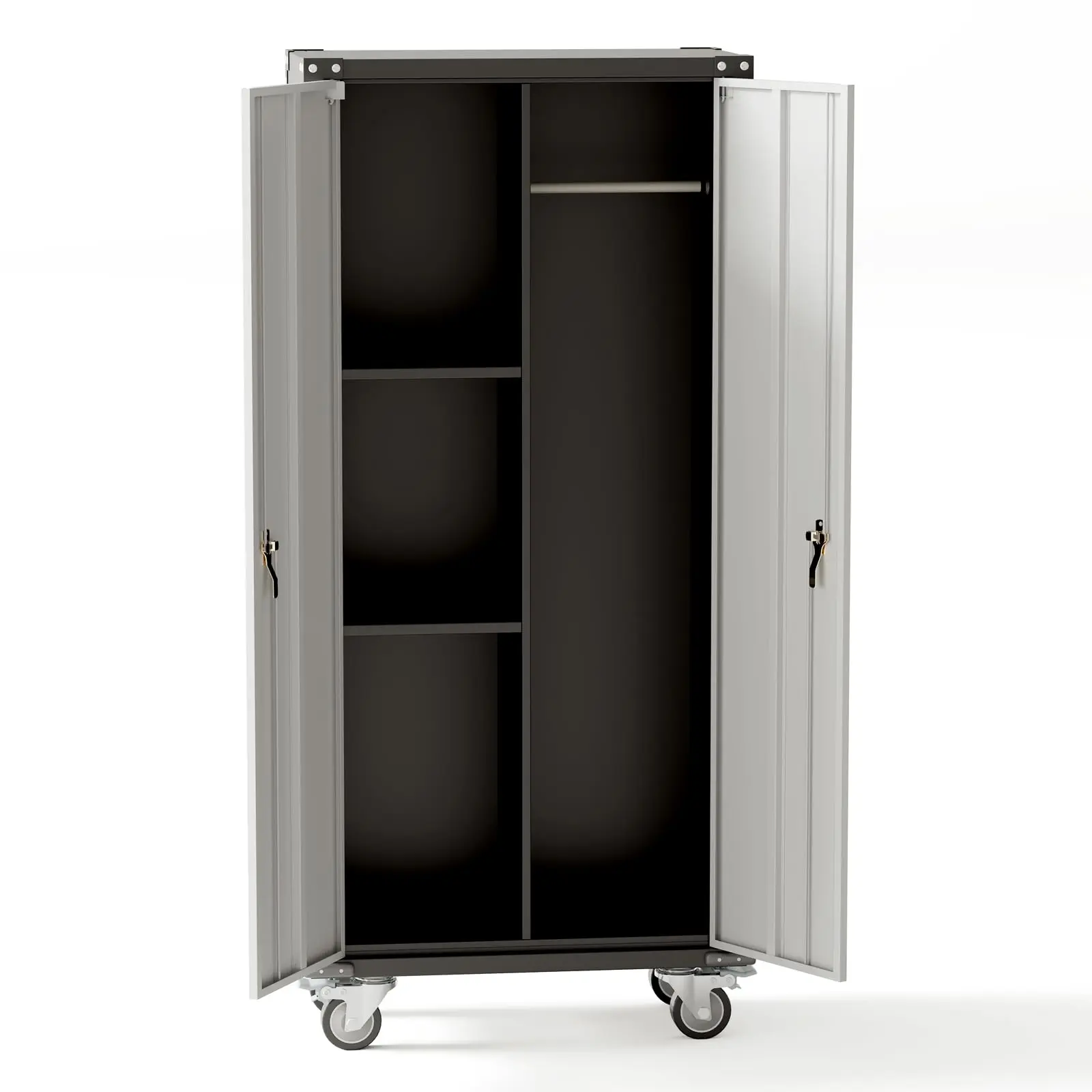Garvee Metal Storage Cabinet 71" on Wheels with Locking Doors | 2 Adjustable Shelves & Leveling Feet