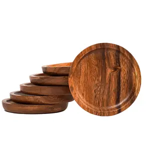 6 Pcs Wood Coasters for Drinks Absorbent, Wooden Coasters, Drink Coasters for Coffee Table, Absorbent Coaster Set for Table Protection Drink Coasters for Farmhouse, Office, Bar