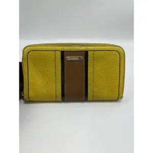 Pre-owned BURBERRY LETAHER clutches & wristlets US0043 LEATHER mini bags Yellow Long Wallet Leather Zip Slim Wallet Purse OH1063