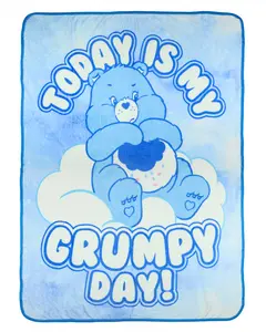 Care Bears Blanket Grumpy Bear Today Is My Grumpy Day Fleece Throw 45"X60"