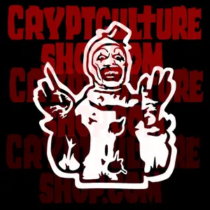 Art the Clown Terrifier Vinyl Decal Sticker Horror Crypt Culture INVERTED IMAGE FOR APPLYING TO DARKER SURFACES