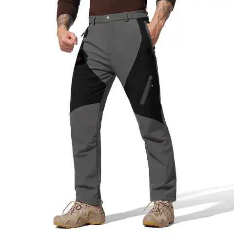 GOPUNE Men's Thermal Insulated Winter Pants Snow Skiing Outdoor Work Pants Waterproof Windproof Fleece Lined Hiking Cargo Winter Warm Trousers Outdoorfun Activewear