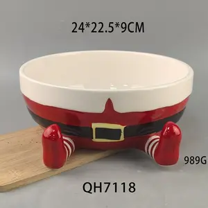 Christmas Creative Ceramic Fruit Plate Snack Storage Plate Cute Santa Claus Candy Plate Living Room Coffee Table Fruit Bowl