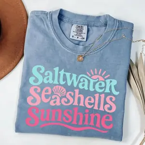 Comfort Colors Summer Seashells Sunshine Tee, Beach Vacation Shirt, Trendy Summer Design, Sublimation Shirt - Ahri ClothingA