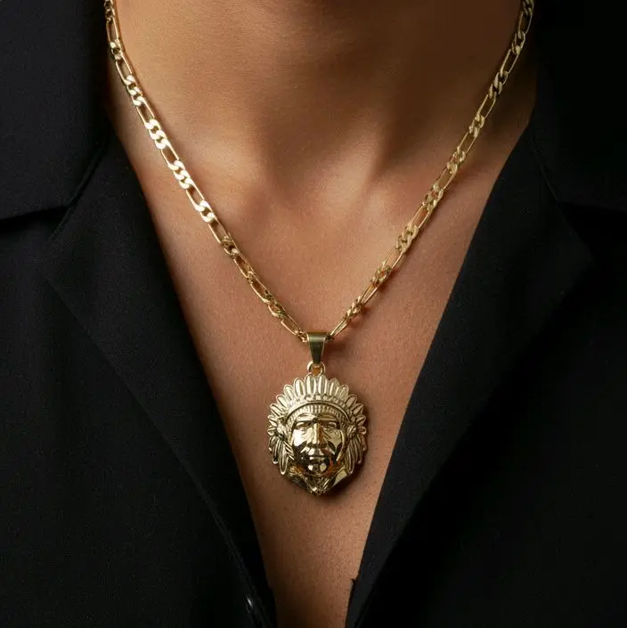 Cadena con dije de indio 14k Gold plated
