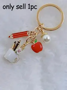 Pencil Case Ruler Pendant, Teacher's Day Keychain, Perfect Gift for Educators, Durable Design, Ideal for School Supplies, Teacher Keychains