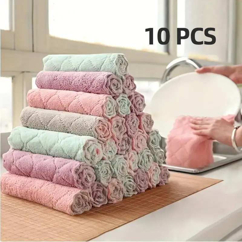 Kitchen Cleaning Cloth (10pcs), Multipurpose Dish Towel, Scrubbing Pad, Household Cleaning Tool for Kitchen Bathroom, Kitchen Towels Absorbent, Dish Cloths For Washing Dishes, Dishcloths For Washing Dishes