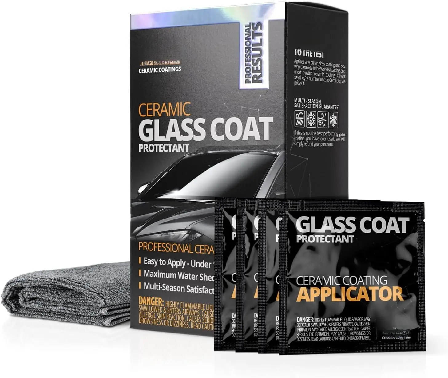 Ceramic Glass Coat Protectant - Hydrophobic Automotive Rain Repellant, Long-Lasting and Durable Ceramic Coating, Quick and Easy Application