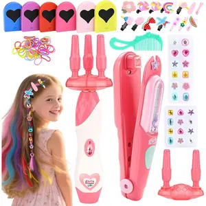 51 Pcs Hair Styling Tools Hair Gem Stamper Kit and Automatic Hair Braider Bling Hair Jewels for Girl with Reusable Shining Diamonds and Hair Chalk Hair Salon Toys Christmas Birthday Gift