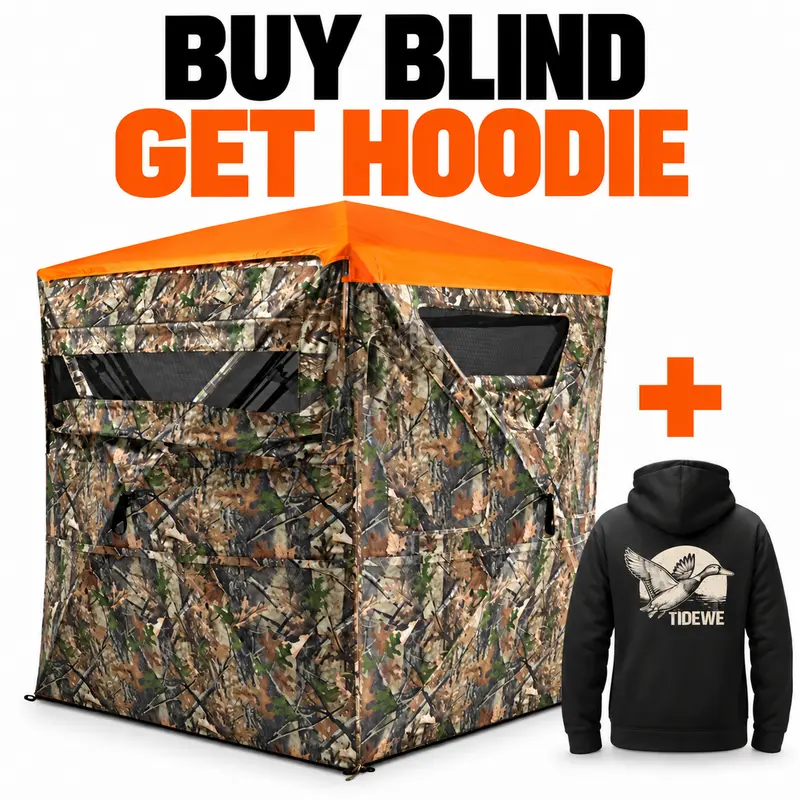 TIDEWE Vis360 360° See-Through Hunting Blind, Silent Pop-Up Deer Ground Blind with Removable 300D Blackout Panel, Adjustable 270°/360° Viewing, 4 Full Panels