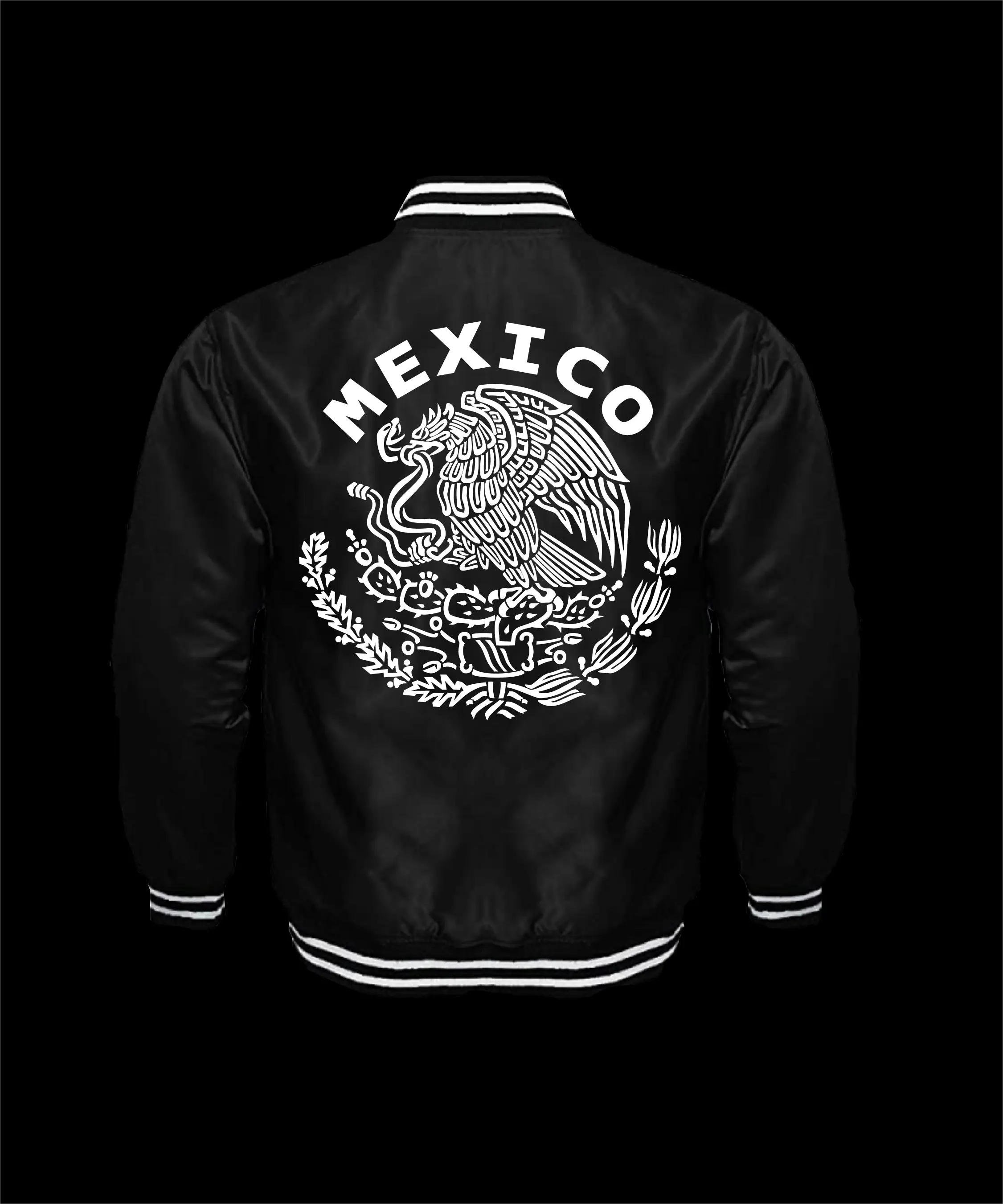 Mexico Unisex Satin Baseball Jacket Striped Trim