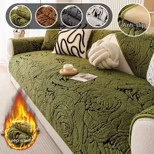 All-Season Thick Plush Sofa Cushion, Chenille Fabric Warm and Soft, Anti-Slip Durable, Pet Friendly, Rose Pattern Design