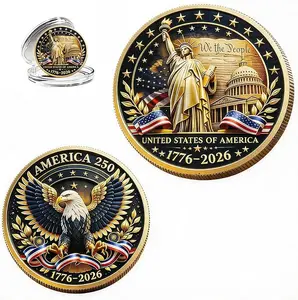 America 250 Commemorative Coin, Patriotic 1776–2026 Freedom Challenge Coin, Gift for Coin Collectors, Veterans, History Lovers
