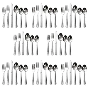 HANSMART 48 Pcs Cutlery Set For 8 Stainless Steel Knife Fork Spoon Tableware Flatware Set Kitchen Dinnerware Gift