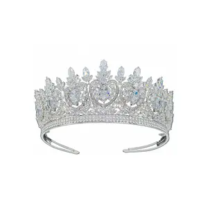 New Zircon Bridal Crown Headpiece with Diamonds Shiny Luxurious Wedding Crown Hair Accessory for Special Occasions Royal Design princess  3  crown wedding  tiara